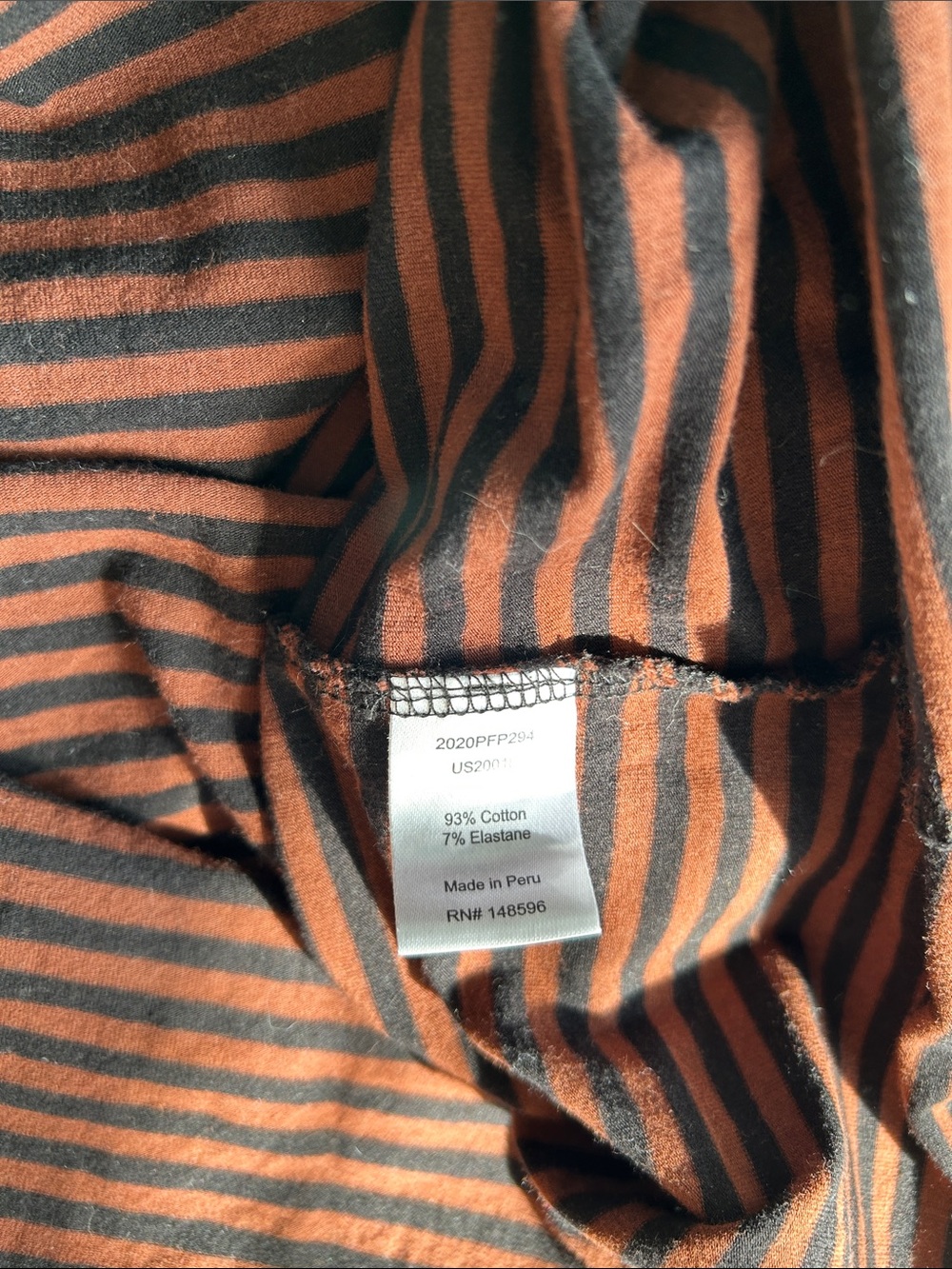 Universal Standard Rust and Black Striped Long Sleeve Tee - Picture 4 of 5